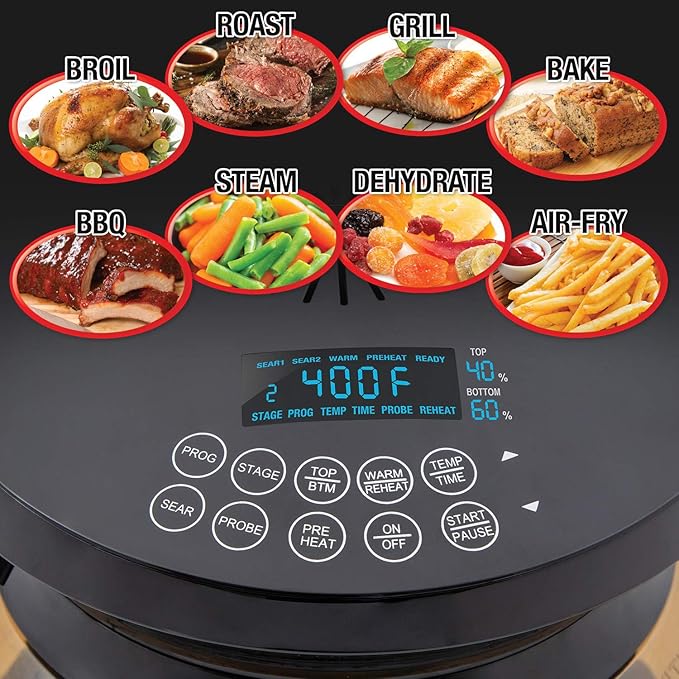Nuwave Air Fryer Infrared Convection Oven, Cook Fresh or Frozen, No Defrosting or Preheating, 360 Surround Heat, Cooking from 50 to 400 Degrees, 100 Presets, 50 Memory, 360 Food Easy-View, PFAS Free