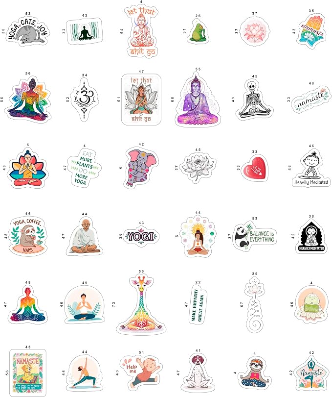 100Pcs Yoga Stickers for Planner, Water Bottle - Yoga Gifts for Women, for Yoga Instructor - Gift for Women & Men