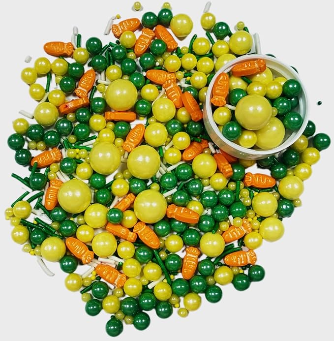Sentovac Edible Easter Carrot Pearls Sprinkles for Cake Decorating Edible Cake Cupcake Sprinkles Cookie and Ice Cream Topper Decorations 3.35oz