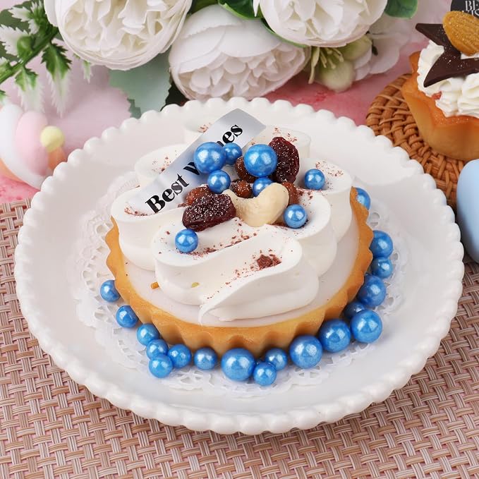 Blue Pearl Sprinkles for Cake Decorating, 11.3oz/320g Edible Pearls Sugar 4 Jars Set for Baking Cupcakes Cookies