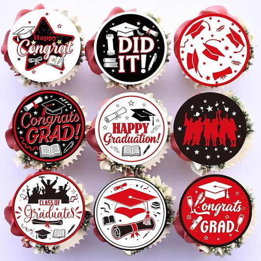 63 PCS Edible 2026 Graduation Cupcake Toppers Diploma Congrats Grad Cap Cupcake Picks Edible Class of 2026 Cake Decorations for 2026 High School/College Graduation Theme Party Supplies Dark Blue