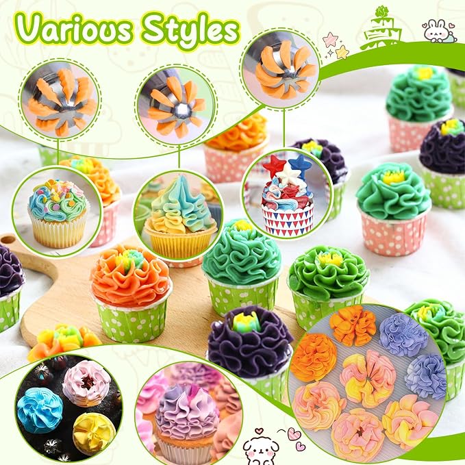 Suuker Ball Russian Piping Tips, 3 Pieces, Stainless Steel | Cake Decorating, Frosting Icing, For Cupcakes, Cake, Cookie