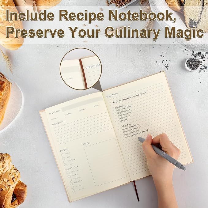 4 Pieces Baking Set | 3 Baking Pans & 1 Recipe Notebook Combo | Nonstick Cookie Sheets for Baking Supplies | No Rust & No Toxic Heavy Duty 3 Baking Trays 18''+15''+13'' & 1 Blank Recipe Book