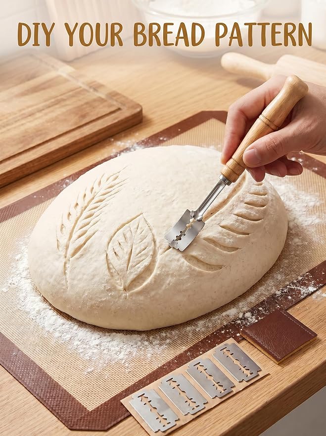 Banneton Sourdough Bread Proofing Basket Handmade 9 in Round&10 in Oval Set | 9PCS Natural Rattan Sourdough Proofing Basket, Baking Bowls with Liners&Scoring Lame&Mesh Strainer, Baking Fermentation Tools