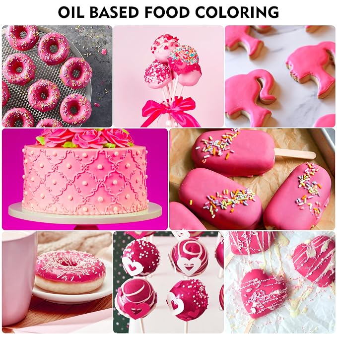 Oil Based Food Coloring - Vibrant Food Coloring for Chocolate, Candy Melts, Baking, Cake Decorating - Upgraded Edible Food Color Dye for Icing, Fondant,Butter, Cookie, DIY Crafts - 2 Fl.oz (Rose)