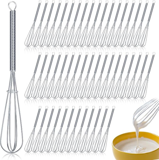 Baderke 50 Pcs Mini Whisk Bulk Small Whisks for Cooking 304 Stainless Steel Tiny Whisk for Baking, Whipping, Beating Eggs, Mixing Sauces, Blending Ingredients (6 Inch)