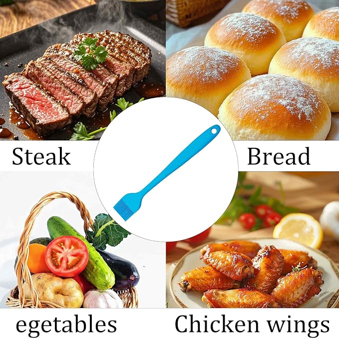 4PCS Heat Resistant Silicone Basting Brushes Cooking Brush, BPA Free Pastry Brush with Soft Bristles for Oil Butter Sauce BBQ Grill Kitchen Baking Dishwasher Safe(Blue)