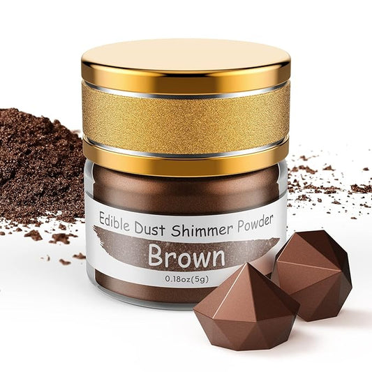 Jelife Brown Edible Luster Dust - 5 Grams Food Grade Cake Dust Shimmer Powdered, Edible Metallic Powder Food Coloring for Cake Decorating, Chocolates, Fondant, Drinks, Painting & More, Vegan