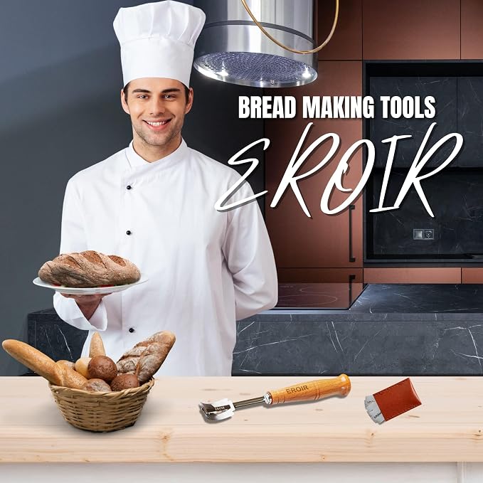 EROIR Bread Lame Dough Scoring Tool, 10 Blades and Protective Leather Cover for Sourdough Breads