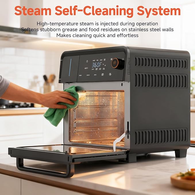 OUNIN Air Fryer Toaster Oven Combo, 11-in-1 Countertop Steam Oven with Self-Cleaning, Dual Cook, Bake, Roast, Dehydrate, 90-430°F, 16QT Capacity