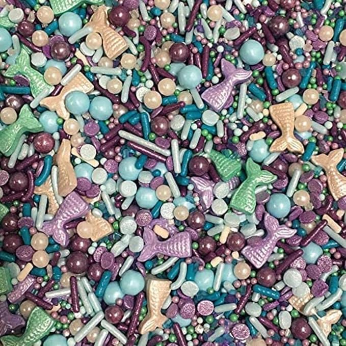 COOL MOM SPRINKLES Girl Birthday Sprinkles (4 oz.) – Themed Sprinkles for Decorating Birthday Cakes, Cupcakes, Cookies & Desserts – Mixed in the USA/Gluten-Free (Purple Mermaid)