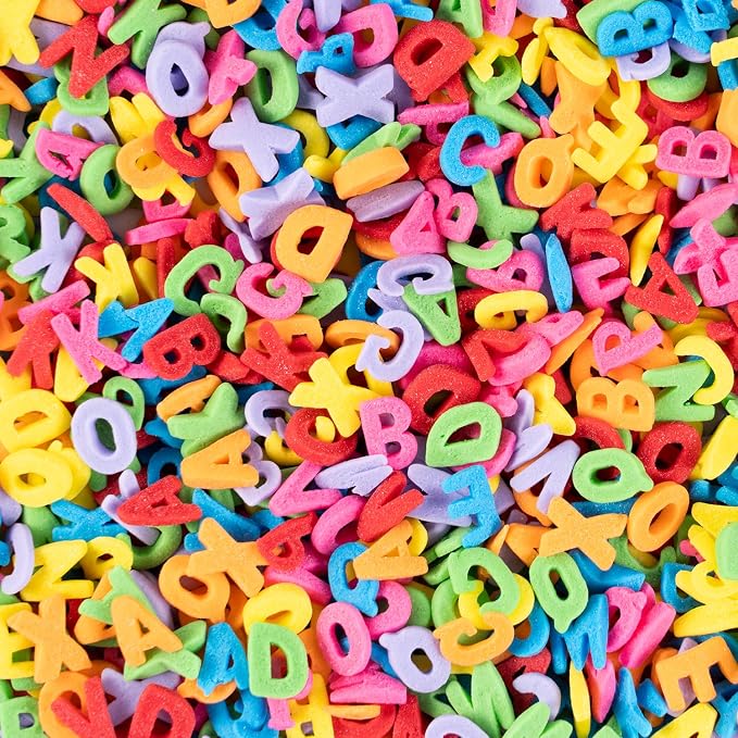Letters Sprinkles for Cake Decorating 7 Ounces Edible Alphabet Confetti Sprinkles Multicolor for Ice Cream Sugar Candy Baking Cake Cupcake Toppers Cookie Donut Dessert (Not including a full alphabet set)