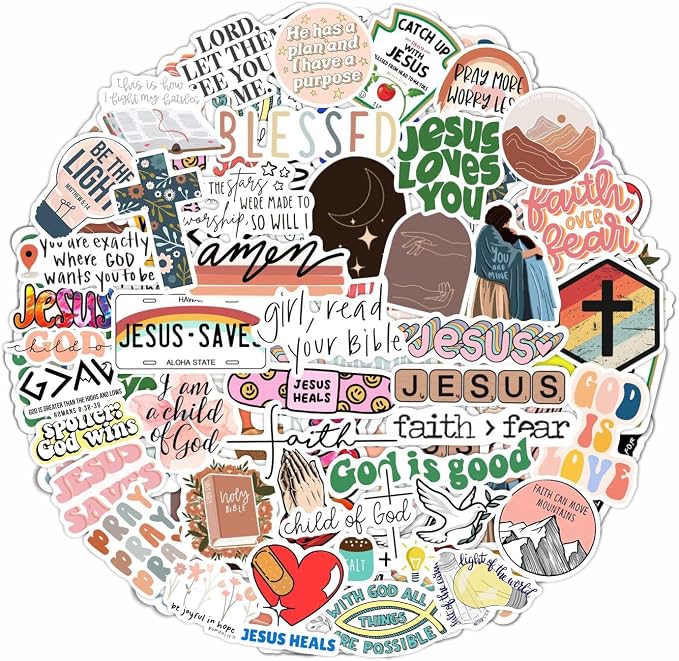 100Pcs Jesus Stickers - God, Christian Stickers for Water Bottle and Laptop - Faith and Religious Gifts, Waterproof Vinyl Decals