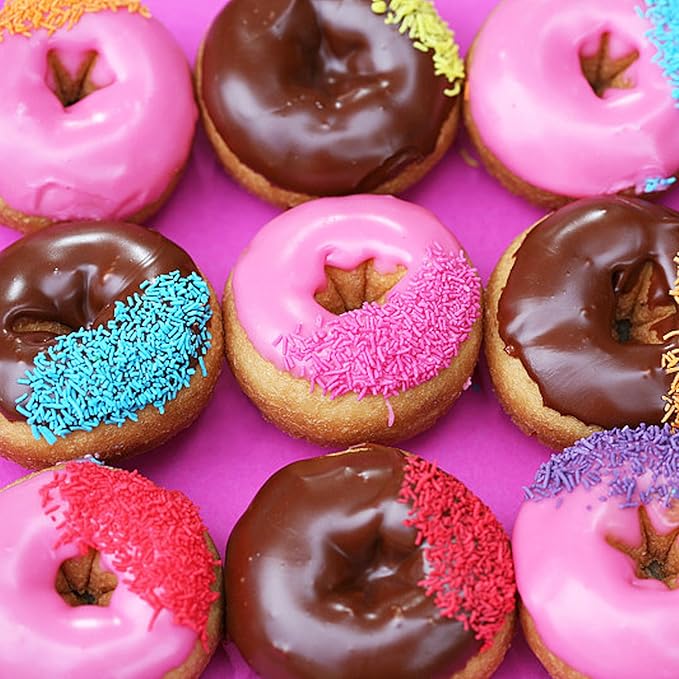 2-Pack Donut Pan Set, Messar Silicone Doughnuts Tin Baking Tray Maker Pan, Non-Stick Cake Mold, Easy to Bake Full Size Perfect Shaped Donuts to Sweeten Your "Hole" Day (Light purple & Rose red)