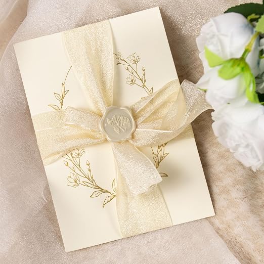 50 Pcs Ivory White Rose Style Wax Seal Stickers, Self Adhesive Wax Seal for Wedding Invitation, Easy Use Good Adhesion, Ivory White Rose Envelope Stickers Perfect for Invitation