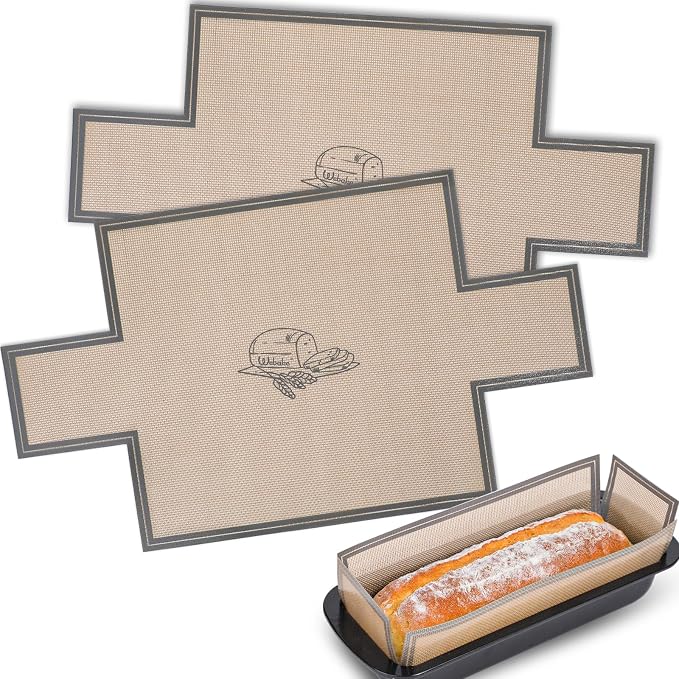 Webake Large Silicone Loaf Pan Liner for 13" x 5" Long Baking Bread, Reusable, Nonstick European-Grade Silicone, Set of 2