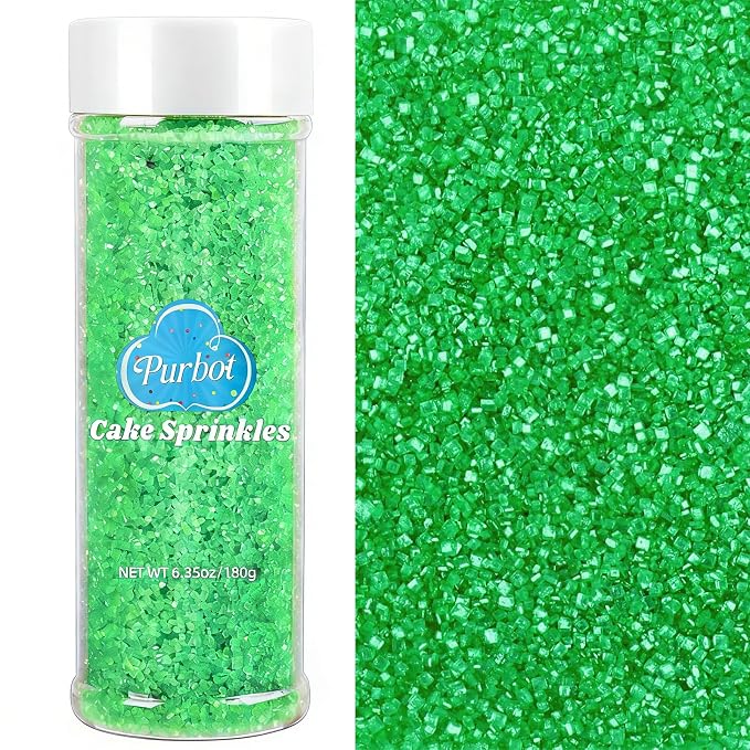 Green Sprinkles Sanding Sugar for Baking, 6.35oz/180g Edible Sparkling Sugar Crystals for Cakes Cupcakes Cookies Ice Cream