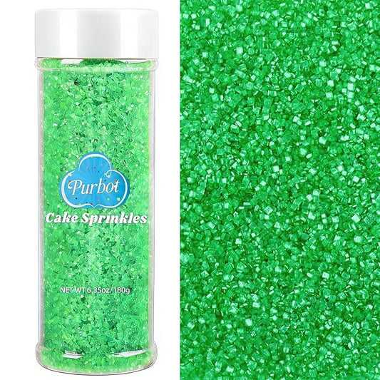 Green Sprinkles Sanding Sugar for Baking, 6.35oz/180g Edible Sparkling Sugar Crystals for Cakes Cupcakes Cookies Ice Cream