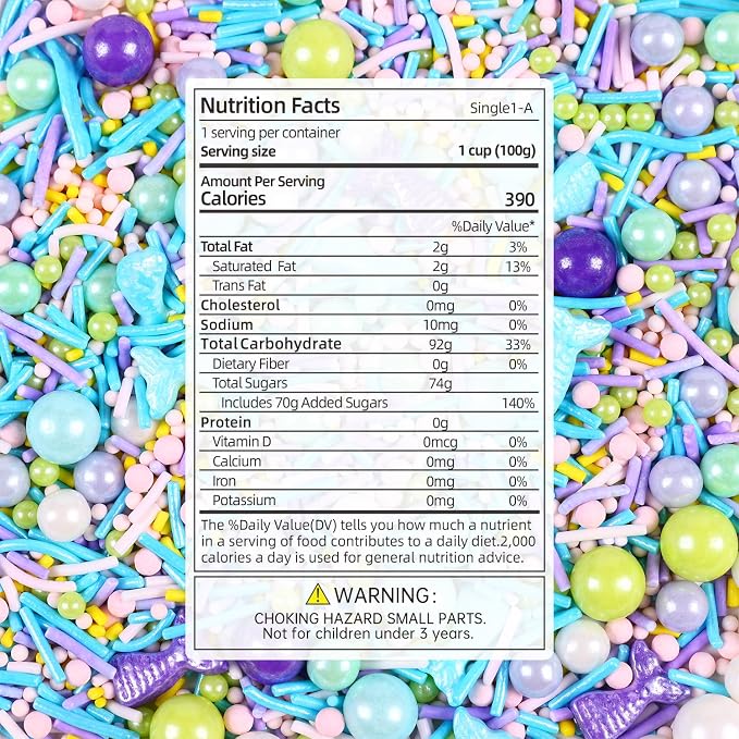 Mermaid Sprinkles Mix | Blue Purple Pink Green Mermaid Tears | Sprinkles for Cake Decorating | Cupcake Toppers | Ice Cream | Cookie | Fancy Candy | 3.52oz