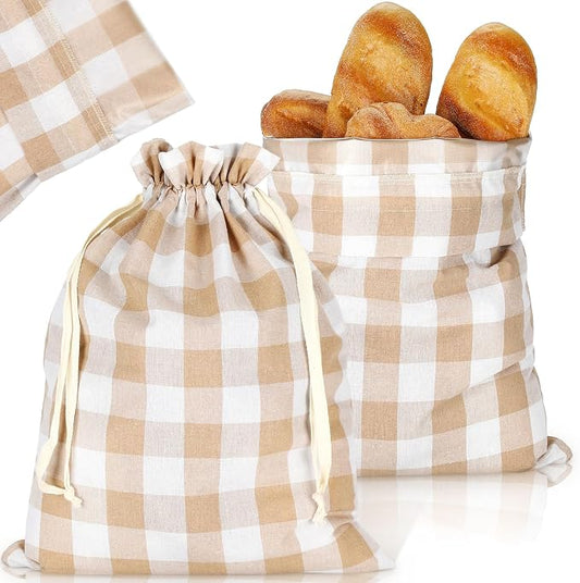 2 Pcs Linen Bread Bags for Homemade 13 x 17 Inches Sourdough Bread Container Reusable Linen Storage Bag with Plastic Saver Natural Large Storage for Artisan Bag(Classic Style)