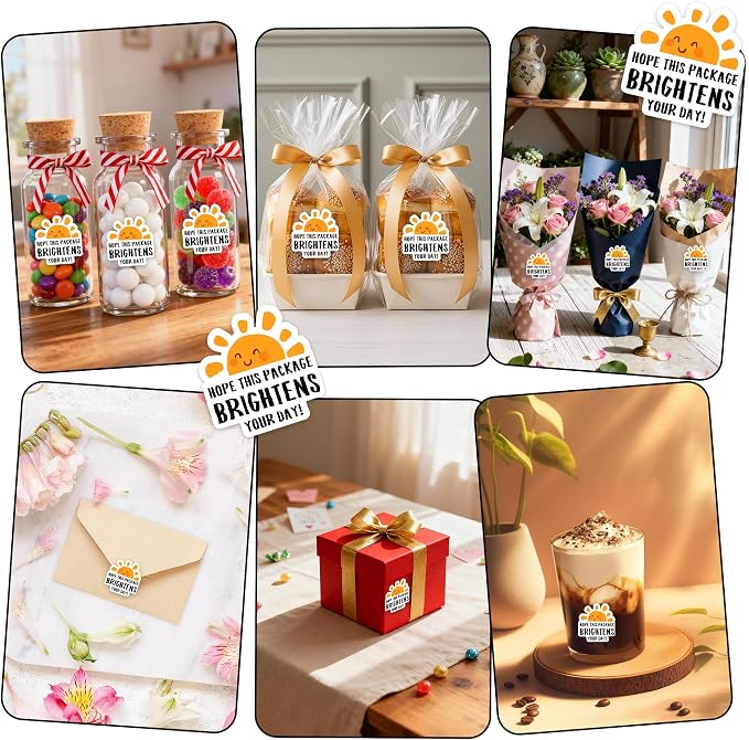 500Pcs Thank You Stickers for Small Business Online Retailers Small Shop Mail Envelopes Baking, Sealing Packaging Gift Wrap Stickers, Hope This Package Brightens Your Day