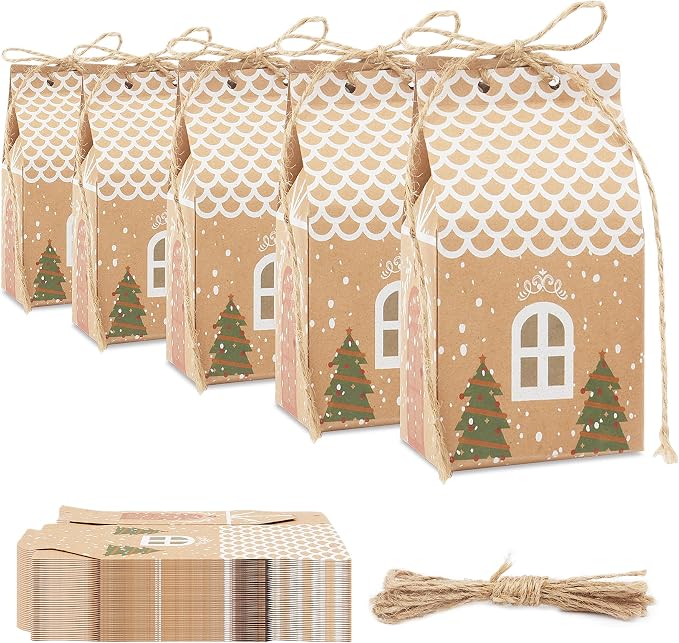 ANCIENTPWR 50 Christmas Treat Boxes for Party Favors