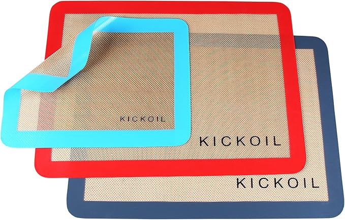Silicone Baking Mat Large Baking Mat Set of 3, 2 Half Sheets 16.5" x 11.6" +1 Quarter Sheet,Reusable Non-Stick Food Safe Bakeware Liners for Cookies, Macarons, Bread Pastry Keep Oven Pans Clean