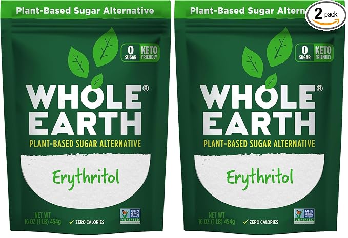 Whole Earth Sweetener Co. 100% Erythritol Sweetener (Keto Sweetener, Natural Sugar Alternative, Baking Sugar Substitute, Zero Calorie Sweetener, Gluten Free, Non-GMO), 16 Oz (Pack of 2)