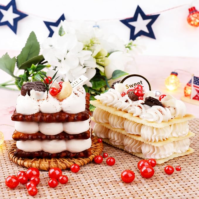 Red Pearl Sprinkles for Cake Decorating, 4 Sizes Sugar 130g/4.6oz, Cupcake, Ice Cream, Donuts, Macaron Toppings Supplies (2mm, 4mm, 7mm, 1cm)