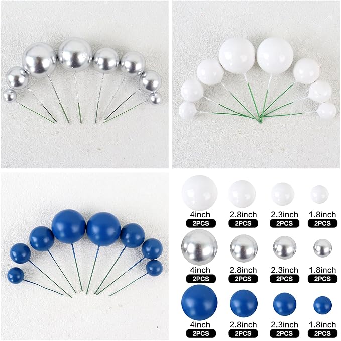 Ercadio 42Pcs Blue Racing Car Birthday Cake Toppers Wheel Checkered Flag Cupcake Toppers Silver Blue Balls Cake Decorations for Kids Racing Birthday Cake Decoration Race Car Party Supplies