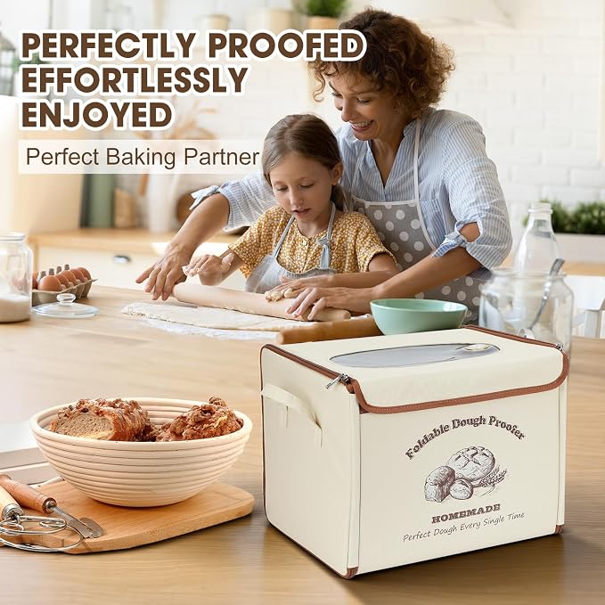 Foldable Bread Proofing Box for Sourdough,50°F-130°F Temp Controlled Dough Proofer with 1-12H Digital Timer,Electric Proofing Container Sourdough Bread Baking Supplies for Home Baking,Yogurt Making