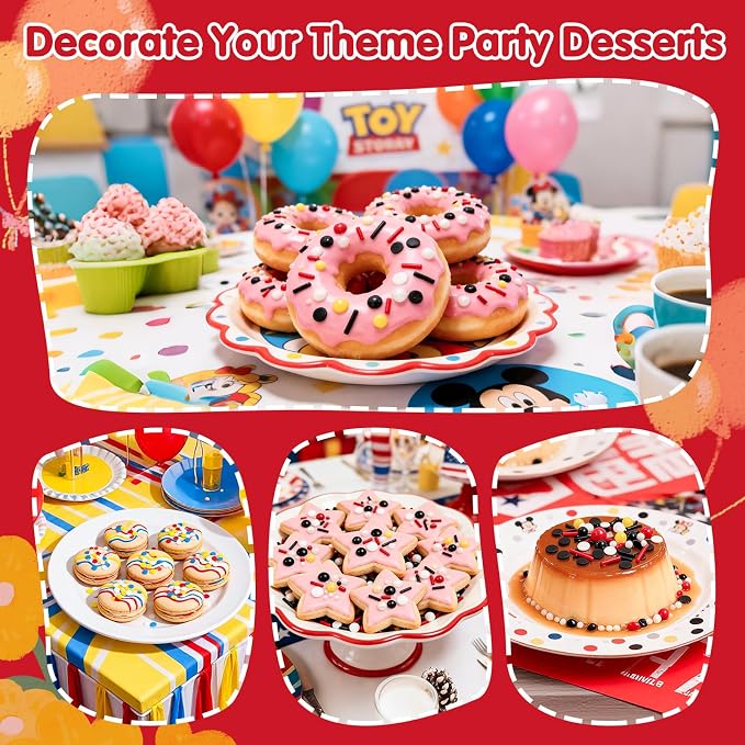 Edible Mouse Sprinkles,Edible Black White Red and Yellow Pearls Jimmies,and Round Confetti Sprinkles for Cake Decorating,130g,Cupcakes Cookie Donuts Ice Cream Toppers,Themed Desserts,Birthday,Children's Party Supplies