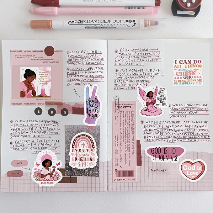 100 Pcs Christian Prayer Board Stickers, Jesus Sticker for Water Bottles Laptop Scrapbook Journaling Planner, Bible Study Vision Board Supplies Christian Easter Gifts