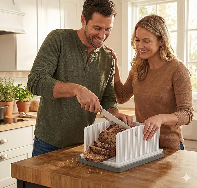 Professional Bread Slicer Guide Precision Loaf Cutter with Non-Slip Base for Perfect, Even Slices Artisan Sourdough Bread