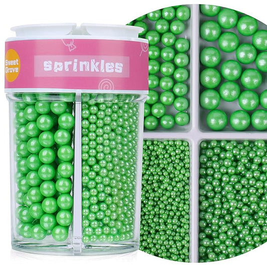 Green Sprinkles, 7.8oz Edible Pearl Sprinkles for Cake Decorating, Sugar Candy Pearls for Baking, Cookie Decorations & Cupcake Topper, Wedding Party Christmas Supplies (Christmas Green)