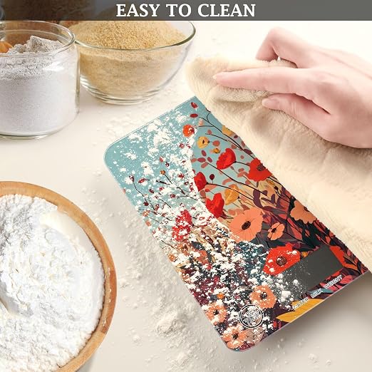 Autumn Poppy Flowers01 Food Scale Kitchen Digital Scale Food Ounces and Grams Dieting Baking Cooking Waterproof Glass Panels LCD Display,4 Units Tare Function