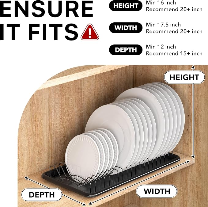 Simple Houseware Plate Drying Rack with Drainboard, Black