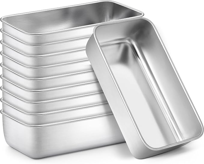 Onader 9x5 Inch Loaf Pans for Baking Bread, 10 Pack Stainless Steel Bread Loaf Pan Set, Metal Bread Tins for Meatloaf, Non Toxic & Dishwasher Safe