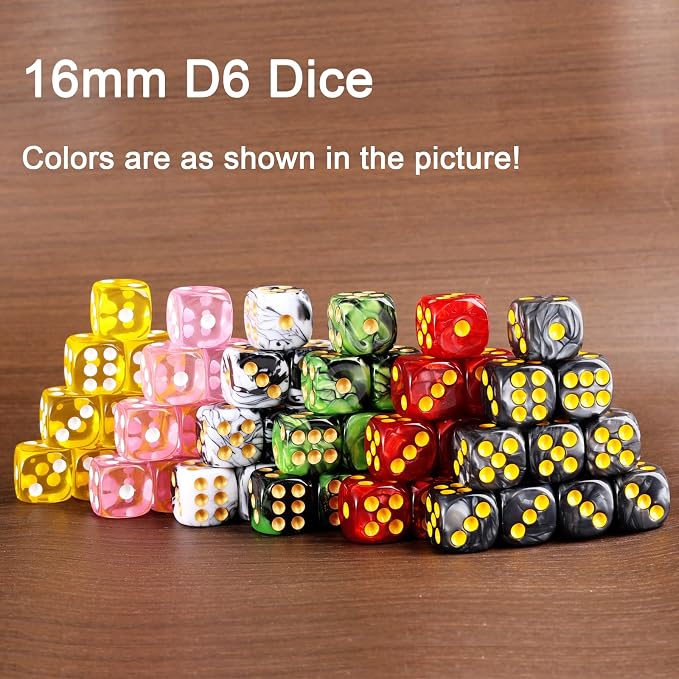 24 of Pack 16MM 6 Sided Dice Set,Pearl Pattern D6 Game Dice Set, 6 Sided Standard Dices for Yahtzee, Bunco or Teaching Math,with Portable Dice Pouch(Red Pearl)