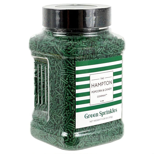 Green Sprinkles Jimmies 11.28 oz, Green Sprinkles For Cake Decorating, Cake Sprinkles, Sprinkles For Baking, Ice Cream & More, The Hampton Candy Company