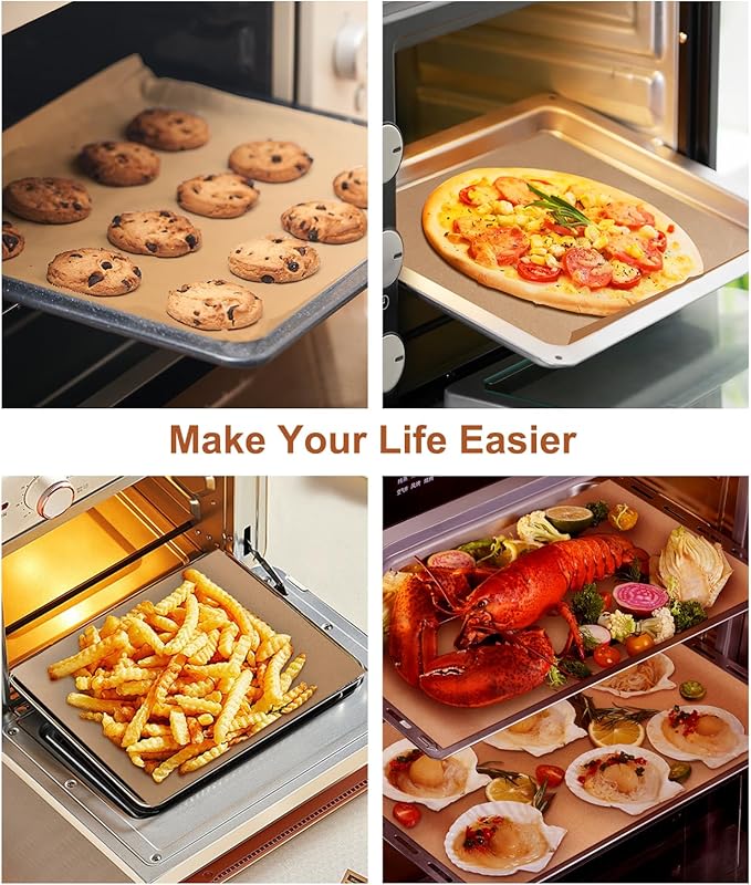 Parchment Paper Sheets 9x13 Inch – 70Pcs Precut Unbleached Baking Paper, Plant-Based Silicone Coating, Non-Stick Quarter Sheet Liner for Air Fryer, Oven, Cookies, Bread & Cake
