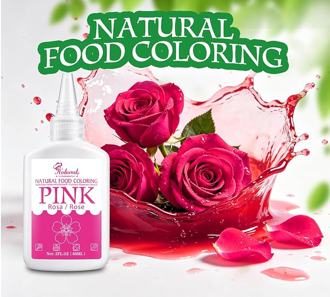Natural Food Coloring - 2oz Plant-Based Liquid Food Dye, FD&C Dye Free, Gluten Free Vegan Non-GMO, No Dairy Nut Egg Sugar, for Baking Cake Decorating Icing Frosting Fondant Easter Eggs Drinks (pink)