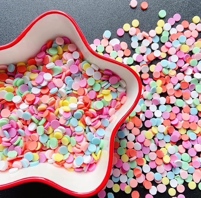 EHOPE 50g Fake Sprinkles Resin Sprinkles Fake Candy Sprinkles Clay Sprinkles Polymer Sprinkles Polymer Clay Slices for Nail Art DIY Crafts Cake Phone Case(Red Round Slices-02)