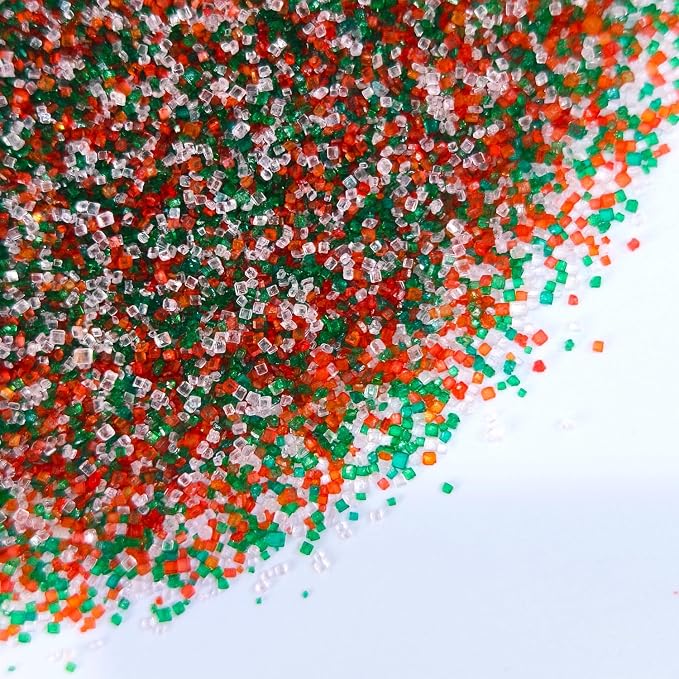 Christmas sanding sugar Mix Sprinkles - 4.6oz - Red, Green & White Confetti for Dessert Decorating - Holiday Baking Toppings for Gingerbread, Cupcakes, Cookies, Cake Pops, Ice Creams