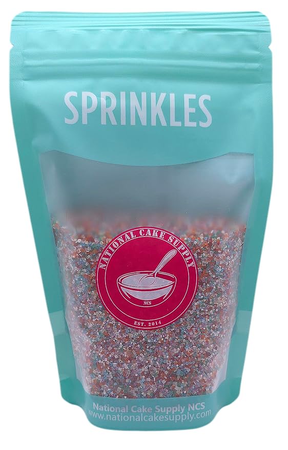 NCS Rainbow Coarse Sanding Sugar, Crystal Decorating Sugar for Baking & Drink Rims, 7 oz