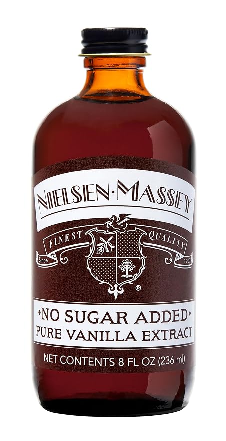 Nielsen-Massey No Sugar Added Pure Vanilla Extract for Baking and Cooking, 8 Ounce Bottle