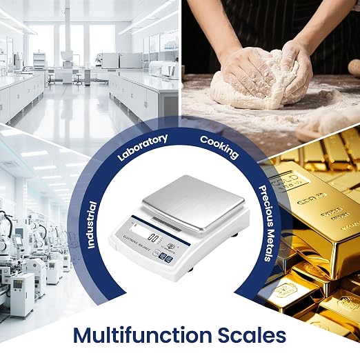 Digital Kitchen Scale 5000g×0.1g, Gram Scale for Food, Baking & Coffee | High Accuracy Scale, LED Screen, g/oz/ct, Tare & Count, Scale for Coins, Metals, Gems & Lab Use