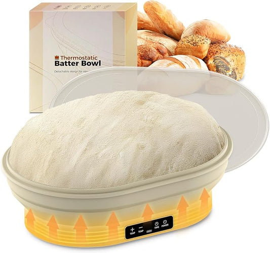 Upgraded Electric Heated Silicone Dough Proofing Box with Reliable Timer & Precise Temp Control - Fast Fermentation Collapsible Proofer Bowl(2L,Oval)