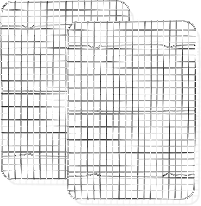 TeamFar Cooling Racks, 2 Pack Stainless Steel Grid Wire Rack for Baking Roasting Grilling Drying, 15.3’’ x 11.2’’, Metal Mesh Oven Rack for Chicken Bacon Cookies, Non-Toxic & Dishwasher Safe