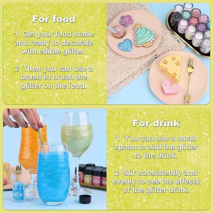 Yellow Edible Glitter - 5g Food Grade Cake Decorating Shimmering Glitter, Edible Sprinkle Luster Dust for Drinks, Chocolates, Fondant, Strawberries, Cupcakes, Candy, Easter Cookie - Vegan